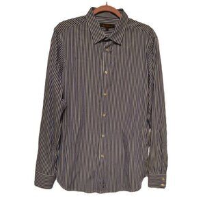 Mens Ben Sherman Pinstripe Blue & White Stripe Shirt Size: XL